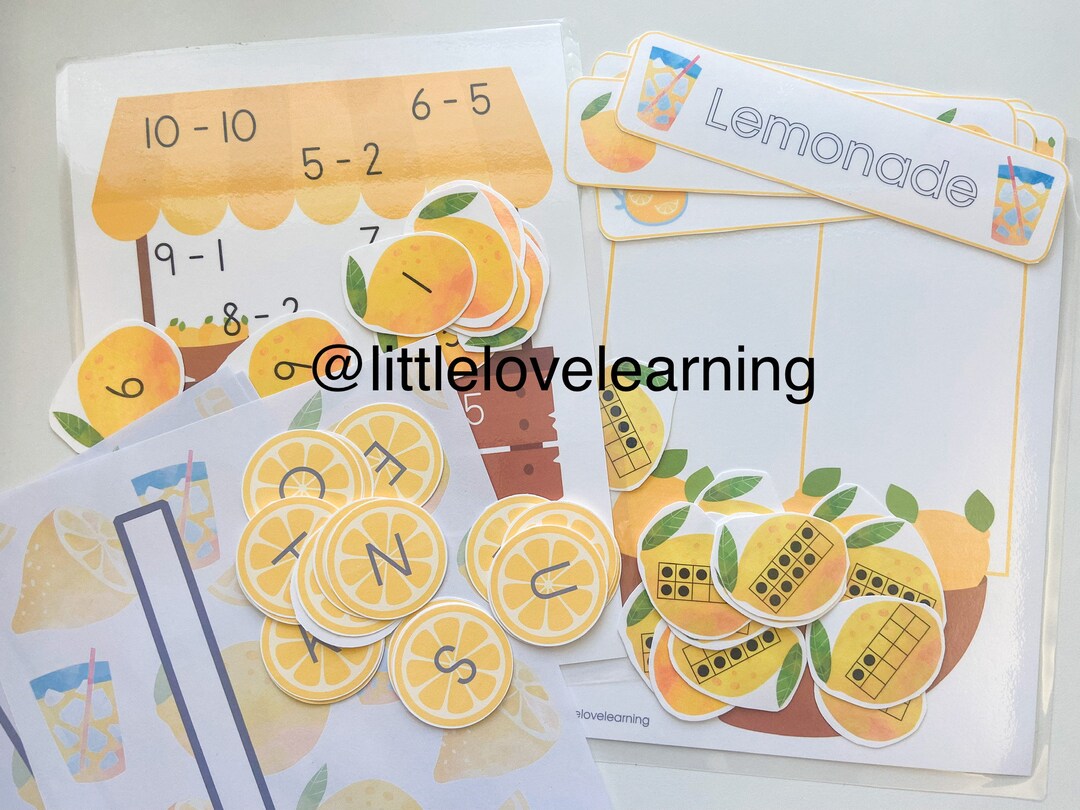 LEMONADE PACK Counting Matching Tracing Play Adding Kindergarten