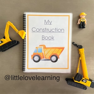 CONSTRUCTION WORKBOOK toddler preschool first construction pack counting tracing fine motor homeschool transportation pack machines trucks