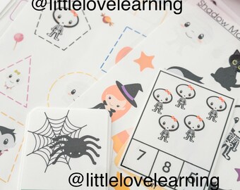 HALLOWEEN PACK spooky activities halloween activity printables kindergarten tracing numbers matching October elementary homeschooling