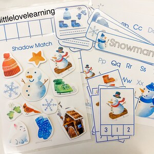 Vinteraktivitetspaket: Matte, Läskunnighet, Skuggmatchning (digital nedladdning)