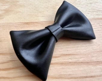 Faux Leather Hair Bow | Upcycled Rubber Bow