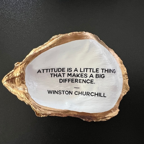 Decoupage Oyster Shell with Winston Churchill Quote ~ Attitude Is A Little Thing That Makes A Big Difference