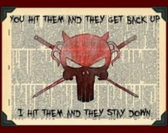 Buy 2 Get 1 Free Mix & Match You Hit Them They Get Back Up Punisher Quote Daredevil Fan Art