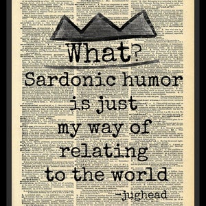Buy 2 Get 1 Free Sardonic Humor Jughead Jones Quote Riverdale Dictionary Fan Art