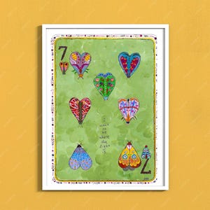 7 de Corazones - Baraja de Dopamina - Impresión 8x10