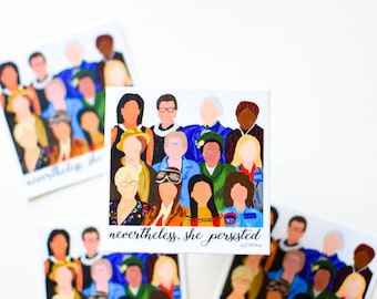 Nevertheless, She Persisted 3x3 sticker - 2016 version
