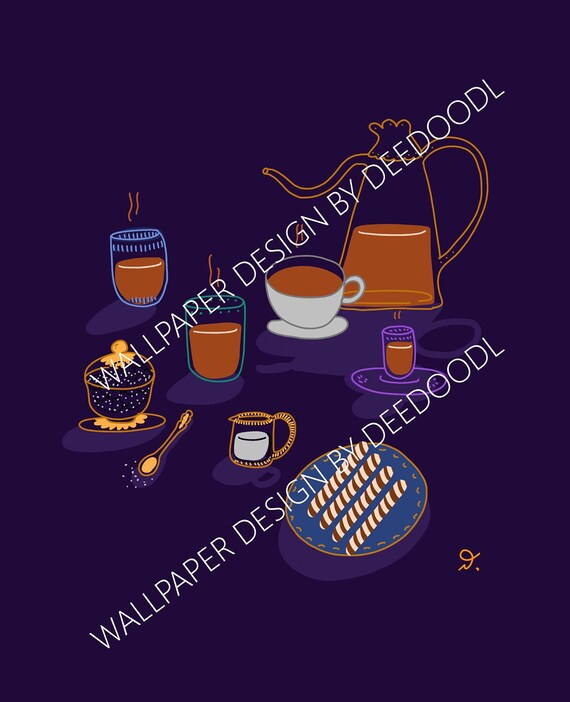 Afternoon Tea Time Digital Phone Wallpaper Etsy