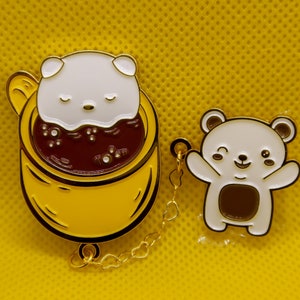Enamel pin|soft enamel pin|Hot chocolate bear pin| marshmallow bear pin|Drink enamel pin | Bear pin| Animal pin