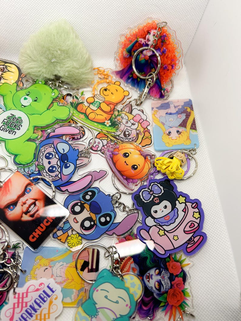 Acrylic Keychain Blind Bag| Anime keychain|kawaii animals keychain|Random mix keychains|Mystery Bags |Keychain mystery|various sizes image 3