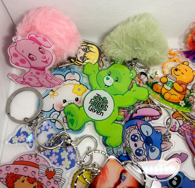Acrylic Keychain Blind Bag| Anime keychain|kawaii animals keychain|Random mix keychains|Mystery Bags |Keychain mystery|various sizes image 4