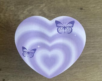 Aesthetic purple sticky Notes - Heart shaped Unique sticky notes, Unique adhesive notes, Planner Notes, Office Stationery|note pad|butterfly