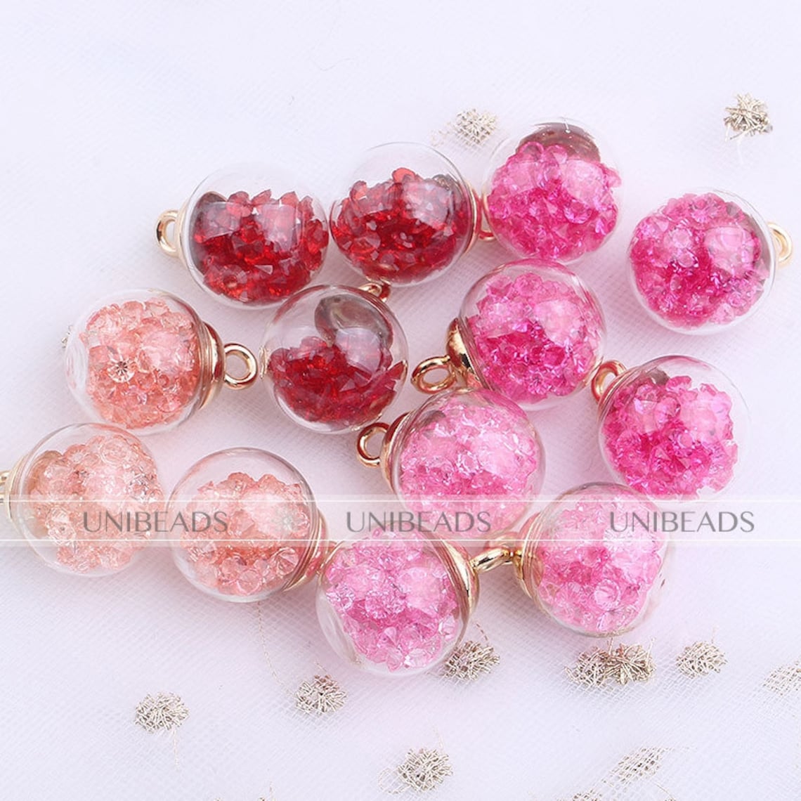 17 Colours 10pcs Crystal Glass Ball Charms Pendant With Crystals ,fit