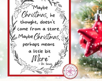 Grinch inspired Christmas Wreath Printable Set | Gift Tag + 8x10 Holiday Wall Art | Instant Download