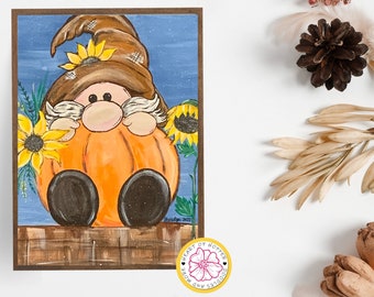 Fall Pumpkin Gnome | Gnome Wall Decor | Fall Gnome Digital Print | Instant Download | Sunflower Gnome Digital Print