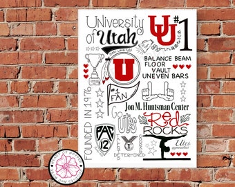 Gymnastics U of U | University of Utah | Utah Red Rock Gymnastics | Lady Utes | U of U Printable | Gymnastics Digital Download