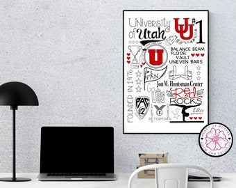 University of Utah Gymnastics | Utah Red Rock Gymnastics | Lady Utes | U of U Printable | Gymnastics Digital Download