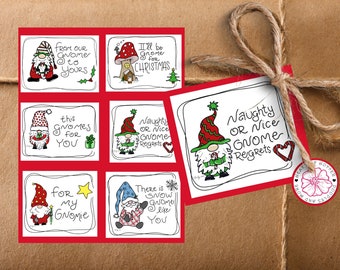 Gnome Gift Tags | Neighbor Gifts | Co-worker Gift Tags | Printable Christmas Gift Tags