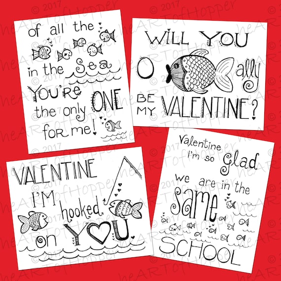 Set Of 4 Printable Valentine Day Coloring Cards Etsy Set Of 4 Printable Valentine Day Coloring Cards Etsy