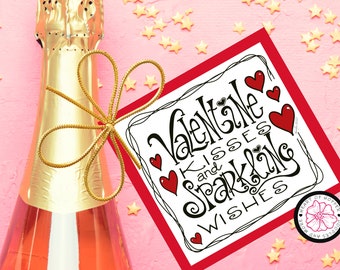 Valentine Sparkling Cider Gift Tag | Host / Hostess Gift Tag | Valentine Gift Tag