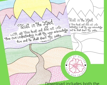 Proverbs 3:5-6 Scripture Art Print | Inspirational Christian Verse (Digital Download)