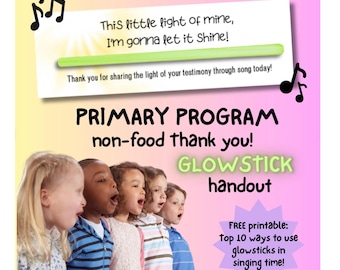 Glowstick Handout: This Little Light of Mine Printable (PDF Download) Primary Program