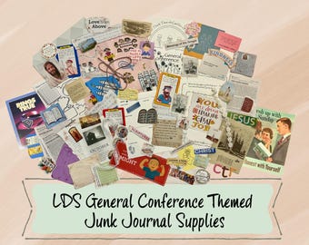 General Conference Junk Journal Ephemera Kit • LDS Faith Journal Supplies Pack • Note Taking Pages & Embellishments