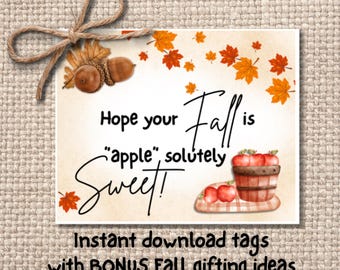 Apple Gift Tags | Teacher Appreciation | With Bonus Top 10 Fall Gift Ideas (Digital Download)