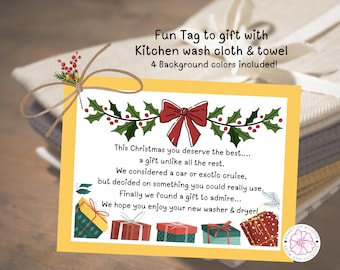 Christmas Dishcloth & Towel Gift Tag | Printable Tag (PDF download)