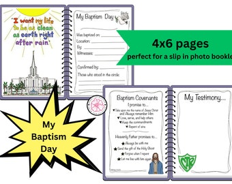 Baptism Memory Day Booklet LDS | My Baptism Day | 4x6 PDF Printable | Baptism Printable | Great to be 8 | Black & White and Color Included