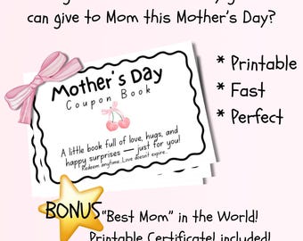 Mother's Day Coupon Book: Kids Color-In Gift (Printable)