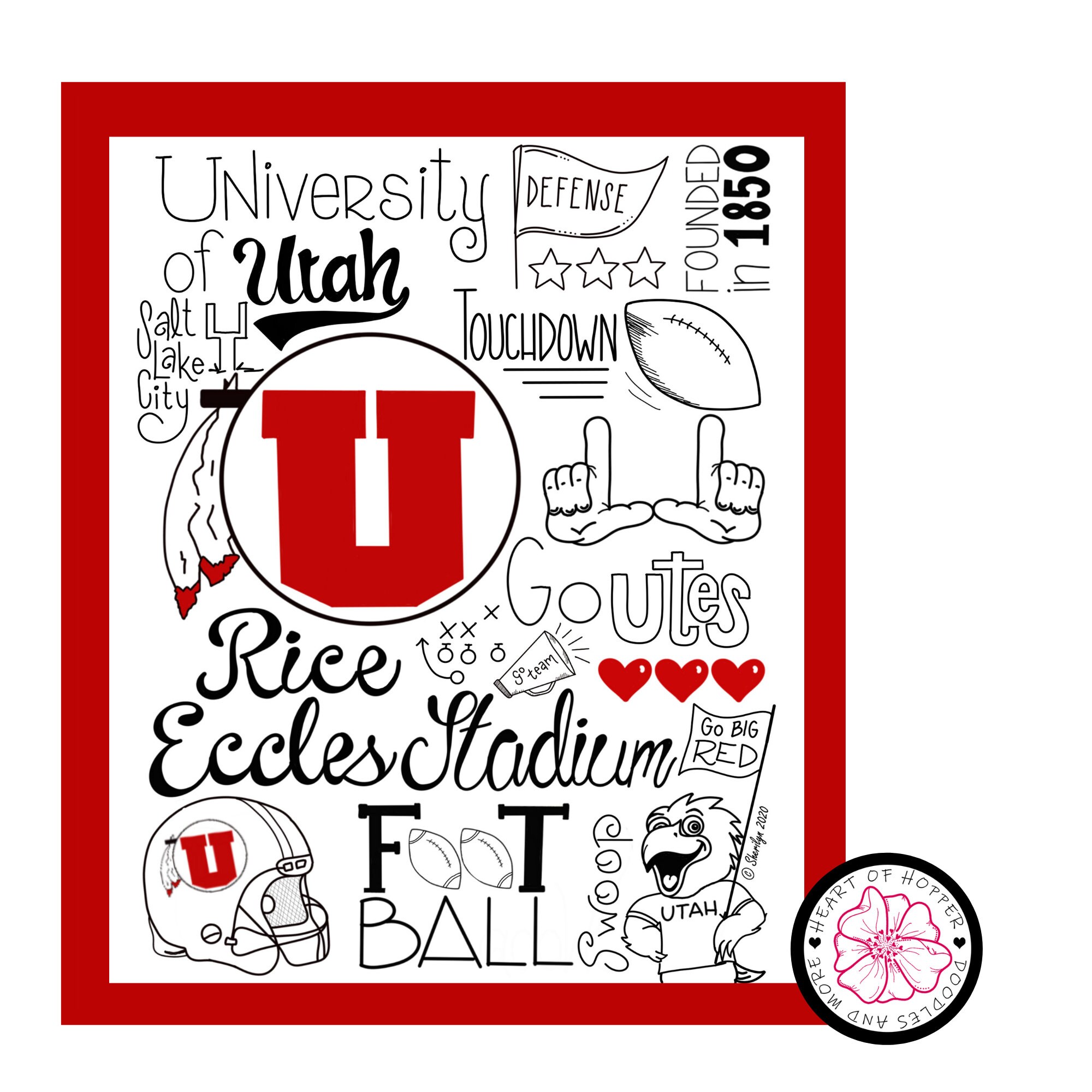 University of Utah (Utes), white background, scrapbook paper, 8.5 x 11  (Sports Solution)