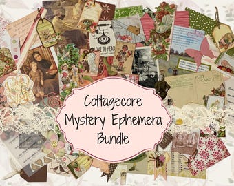 Cottagecore Junk Journal Kit, Botanical Ephemera, Vintage Craft Supplies (Mystery Mix)
