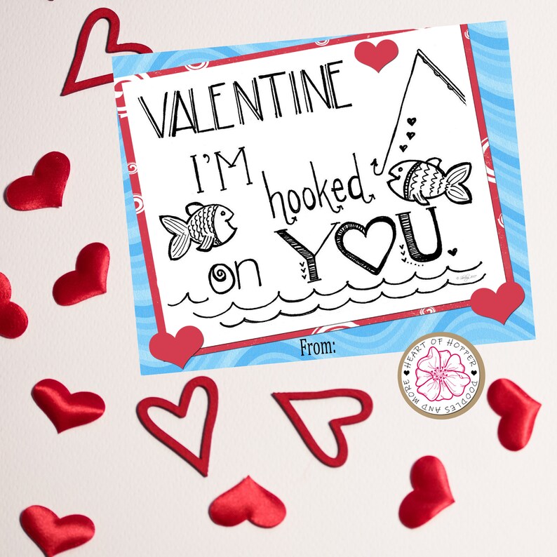 Fish Themed Valentine Cards Set of 4 an Ofishally Fun Valentine