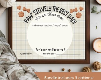 Printable Pet Dad Certificate: Dog, Cat, Fur Dad Keepsake (PDF Download)