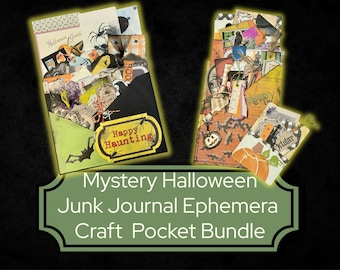 Halloween Junk Journal Mystery Kit, Spooky Ephemera Craft Pocket Bundle