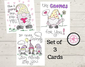 Gnome Valentine Cards | Set of 3 printable cards | There is Gnome one like you | Fun kids valentines great for school parties and friends |