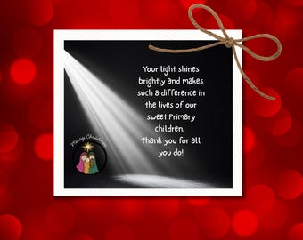 Teacher Appreciation Printable Gift Tag | LDS Primary Christmas (PDF)