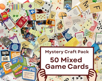 50 Mixed Game Cards Mystery Pack, Junk Journal Ephemera Kit, Vintage Playing Cards, Kids Game Card Destash, Collage Mixed Media Supply