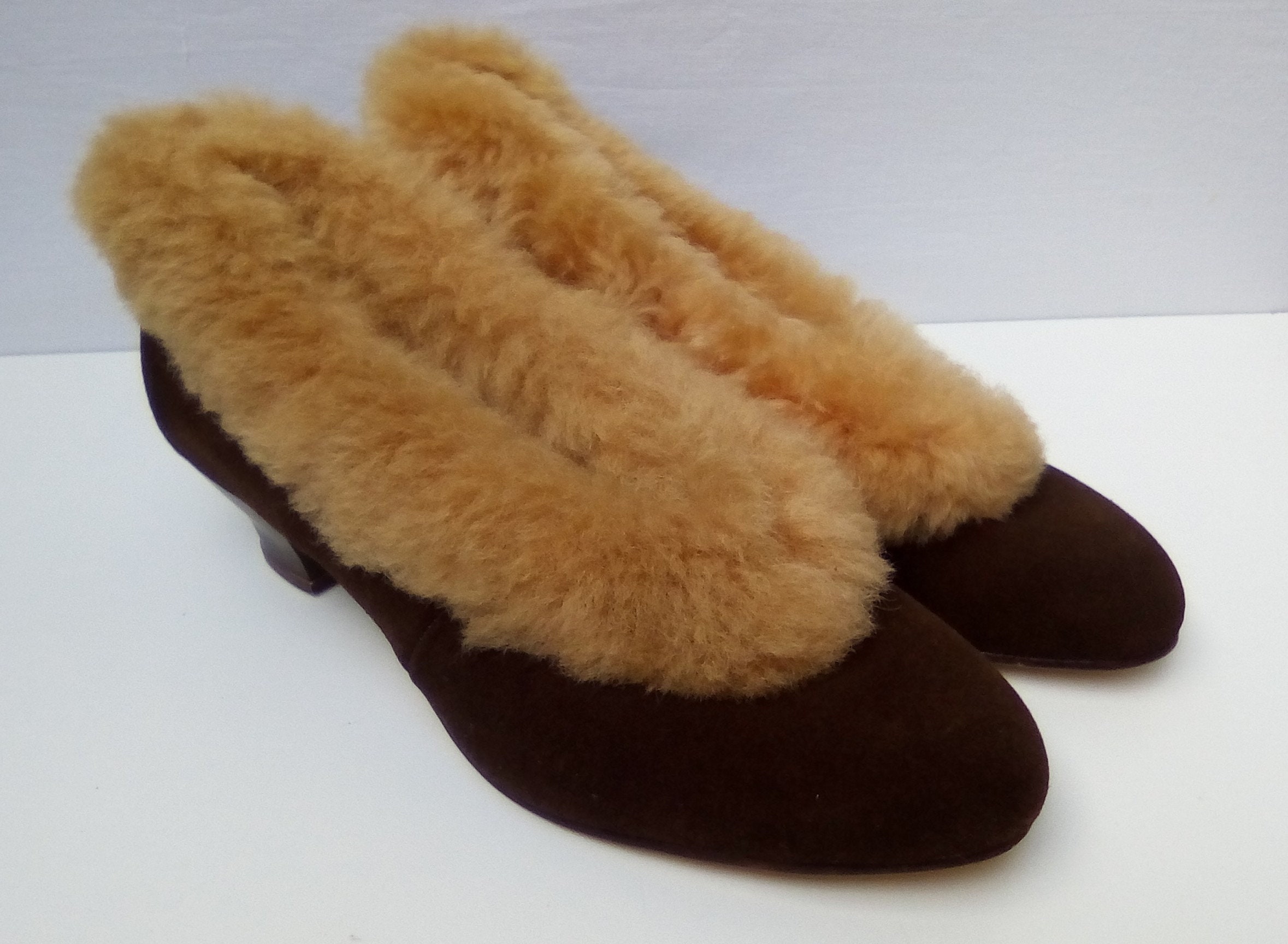 Vintage fur slippers sale