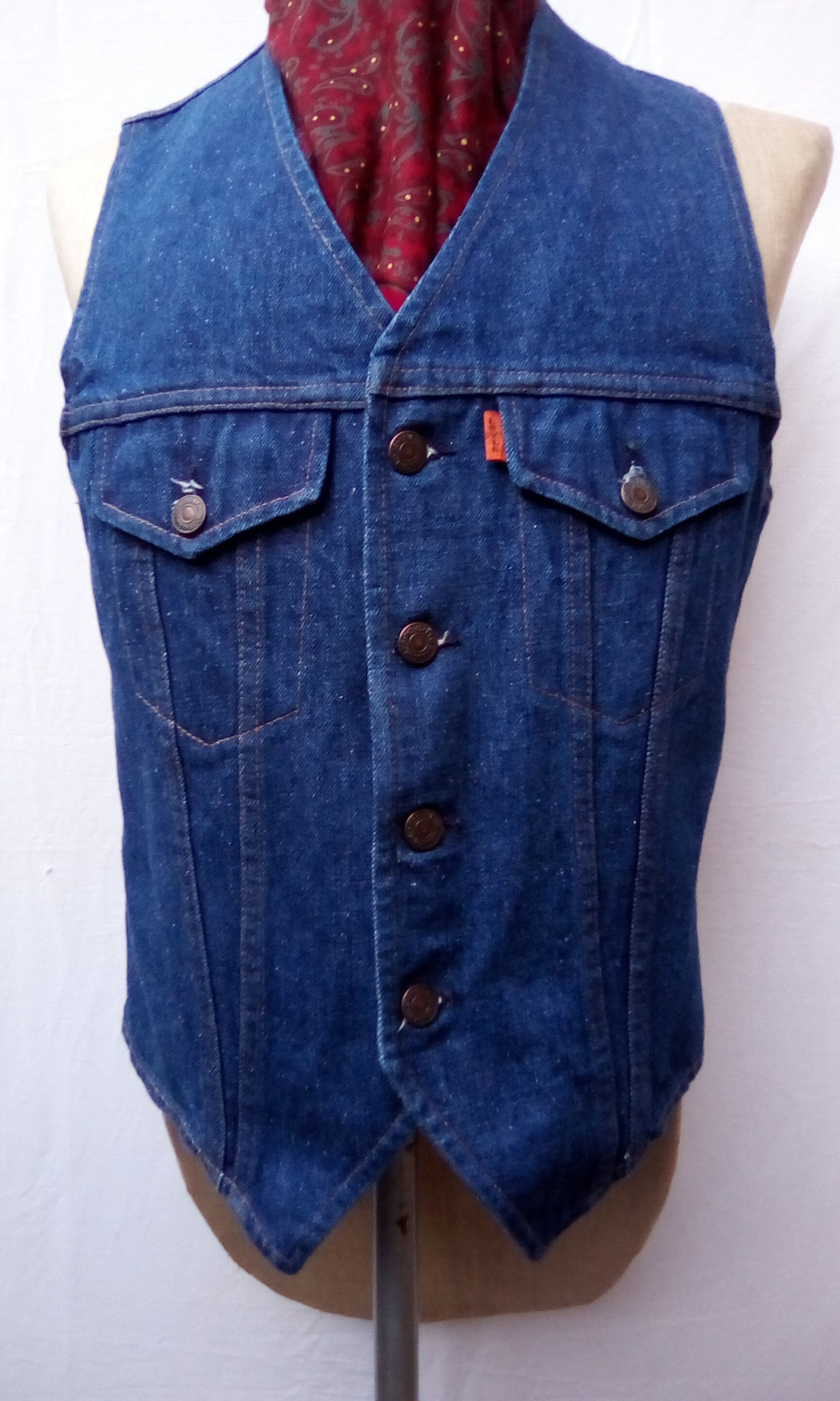 Levi's Denim Waistcoat Orange Tab 1970s 