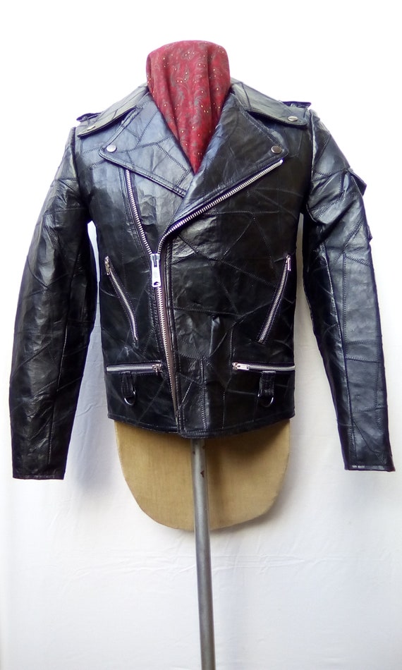 Motorcycle Jacket Leather Patchwork 1970s.