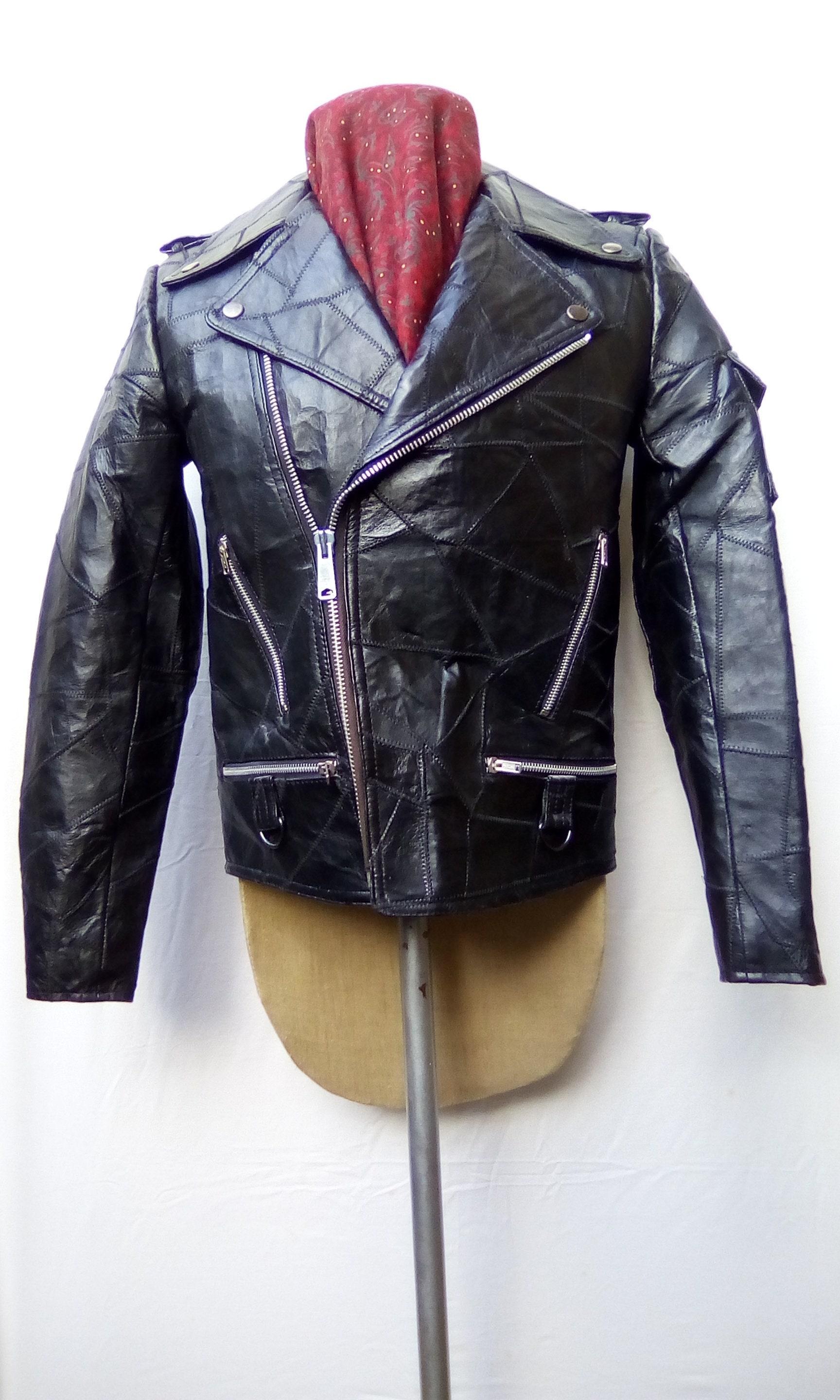 Image of Motorcycle Jacket Leather Patchwork 1970S