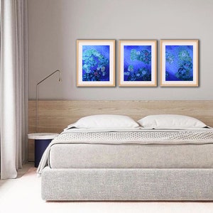 Water lily flowers, inspired by Monet, canvas print of original oil painting