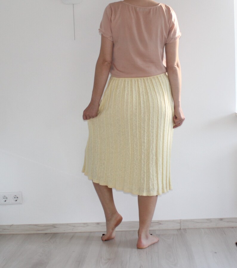 Vintage yellow long cotton knit maxi skirt elastic stretchy tube skirt Large Medium A-line Party Secretary High Waist Straight Girlfriend