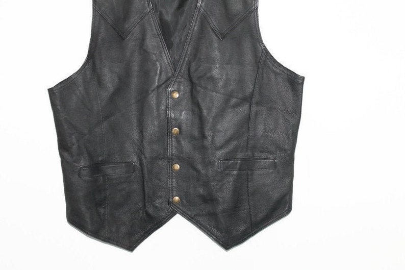 XL Black Vintage Leather Womens Vest 