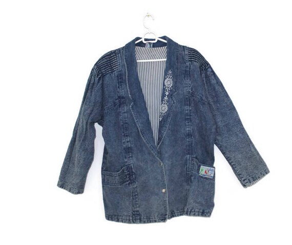 winter floral denim jacket