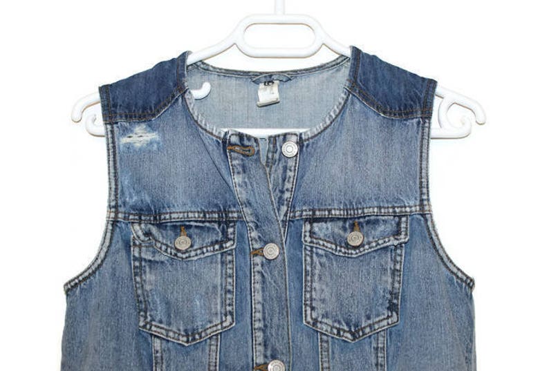 Classic Vest Fitted Denim Waistcoat Jeans Blue Denim Vest Etsy