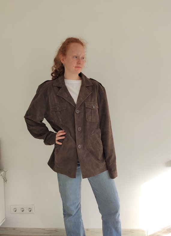 Leather SUEDE ANORAK Jacket 90s Vintage 