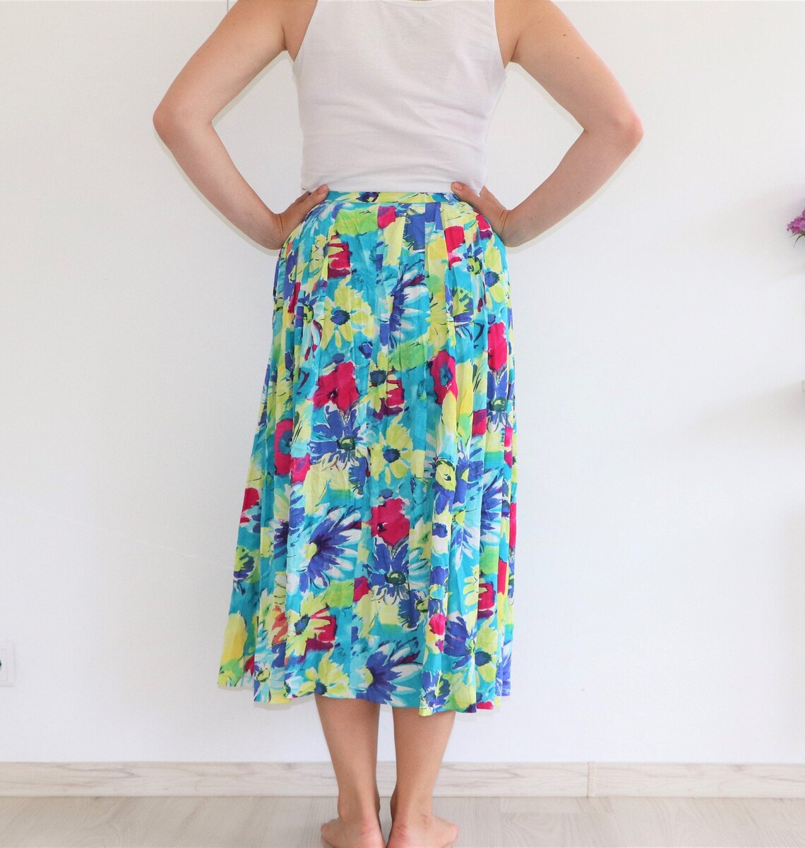 Colorful Floral Skirt Long Peasant Skirt 1980s Vintage Boho A - Etsy