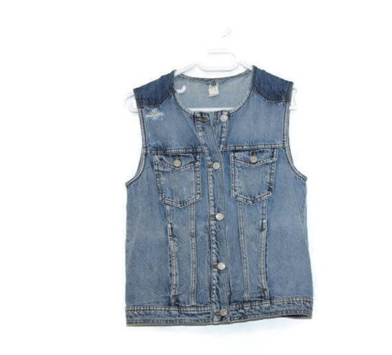 Classic Vest Fitted Denim Waistcoat Jeans Blue Denim Vest Etsy